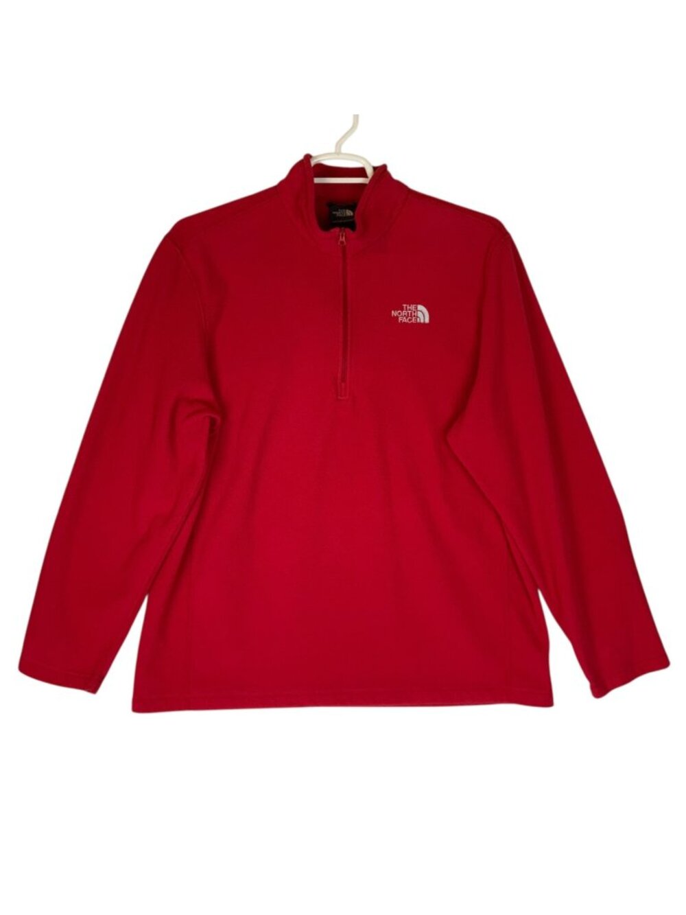 The North Face Mens Red 1/4 Zip Fleece Pullover XL Lightweight Polyester